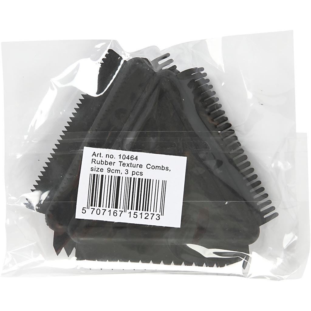 Rubber Texture Combs, size 9 cm, black, 3 pc/ 1 pack [HOB-10464]