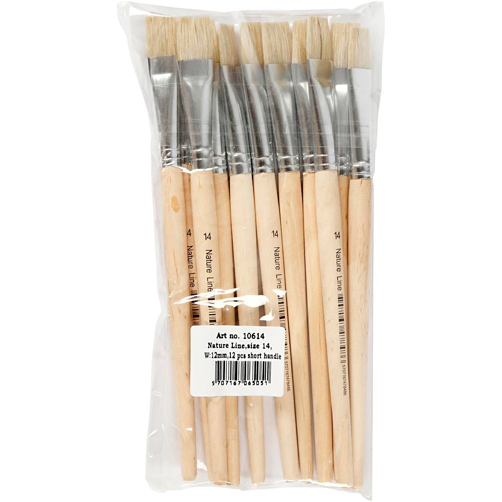 Nature Line Brushes, no. 14, L: 20 cm, W: 15 mm, flat, 12 pc/ 1 pack [HOB-10614]