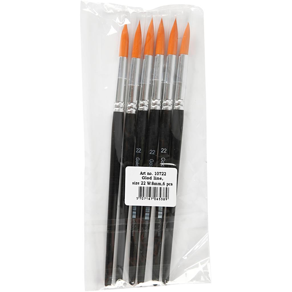 Nylon Brushes, no. 22, L: 21 cm, W: 8 mm, round, 6 pc/ 1 pack [HOB-10722]