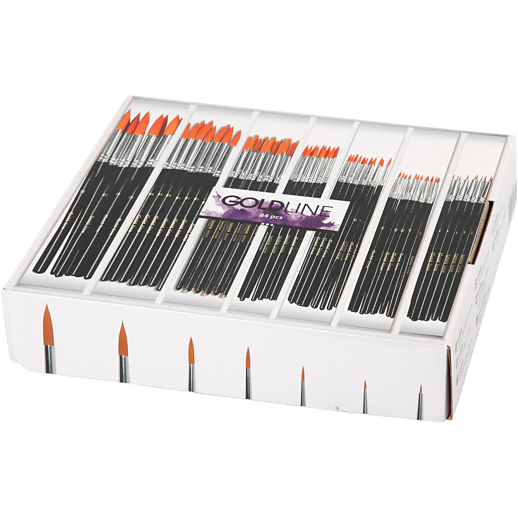 Nylon Brushes, no. 1+2+4+8+12+18+22, L: 17-21 cm, W: 1-7 mm, round, 7x12 pc