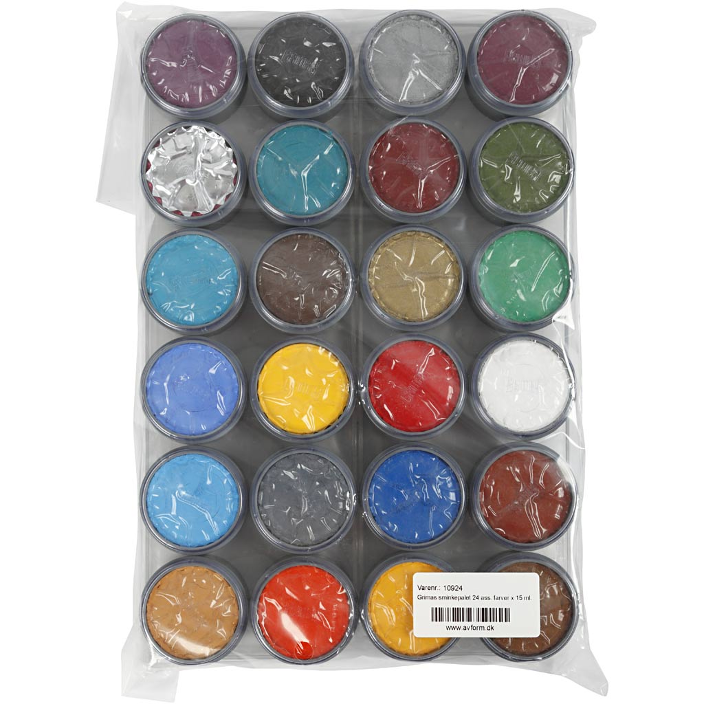 Water-based Face Paint Palette, assorted colours, 24x15 ml/ 1 pack [HOB-10924]