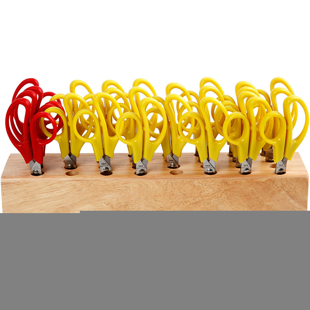 School Scissors with Rack, L: 14 cm, round