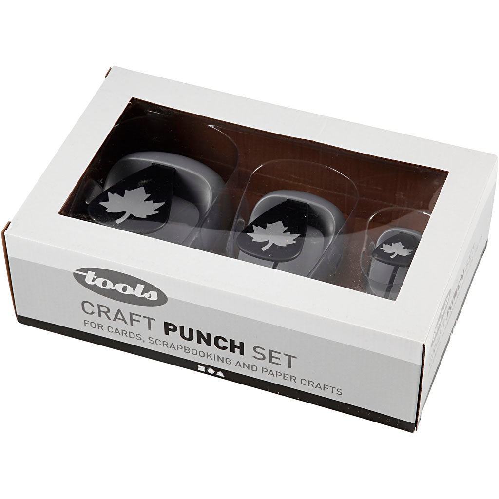 Craft Punch Set, maple leaf, size 25+49+75 mm, 3 pc/ 1 pack [HOB-112920]