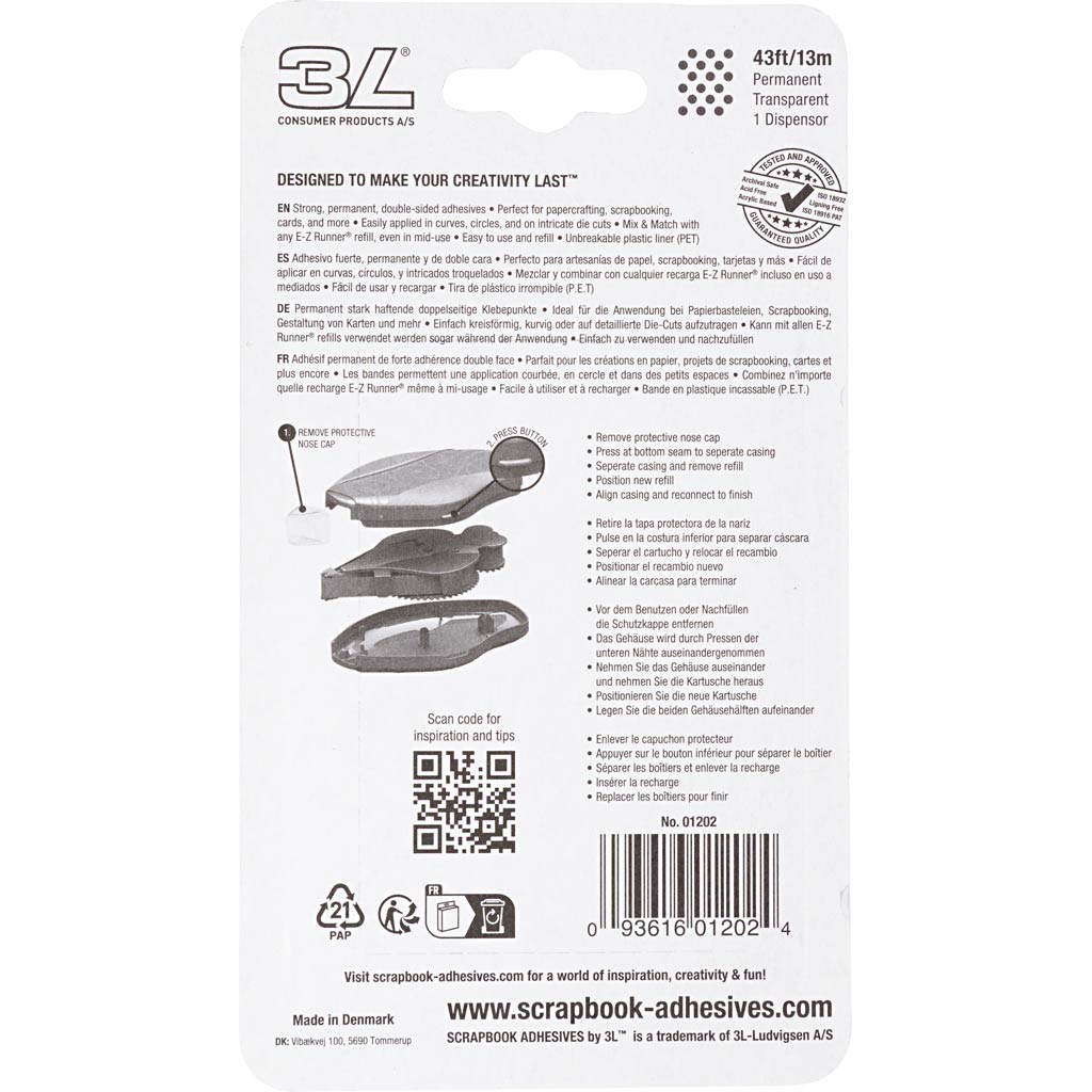 E-Z Runner®, dots, permanent glue, W: 8 mm, 15 m/ 1 roll [HOB-11557]