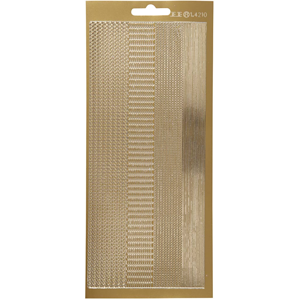 Stickers, borders, sheet 10x23 cm, gold, 1 sheet