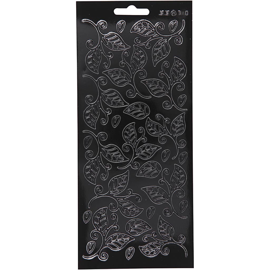 Stickers, leaves, sheet 10x23 cm, black, 1 sheet