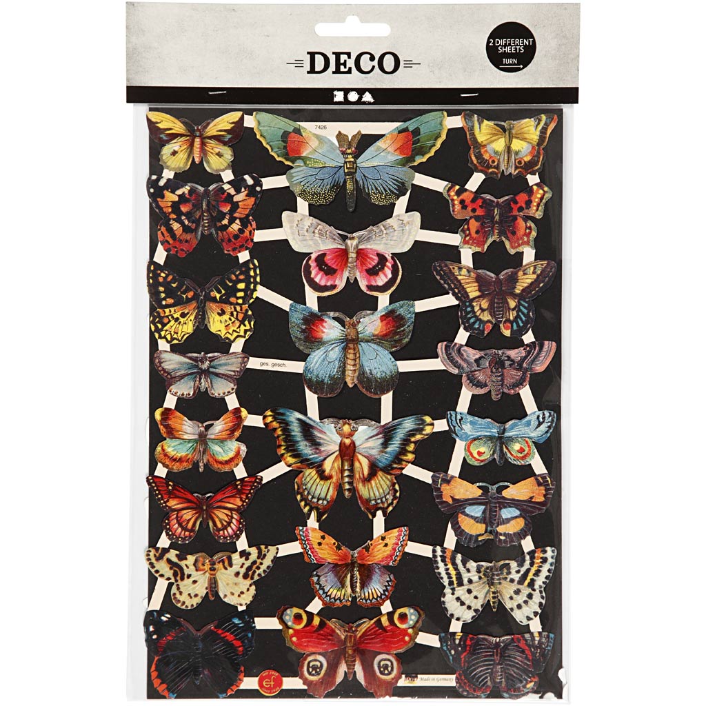 Vintage Die-Cuts, butterflies, sheet 16,5x23,5 cm, 2 sheet/ 1 pack [HOB-19352]