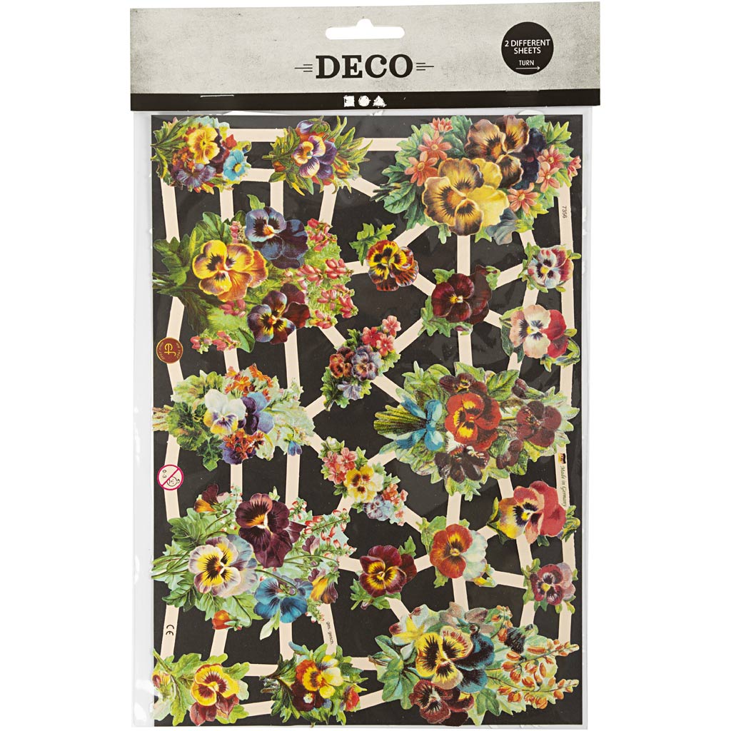 Vintage Die-Cuts, pansy, sheet 16,5x23,5 cm, 2 sheet/ 1 pack [HOB-19355]