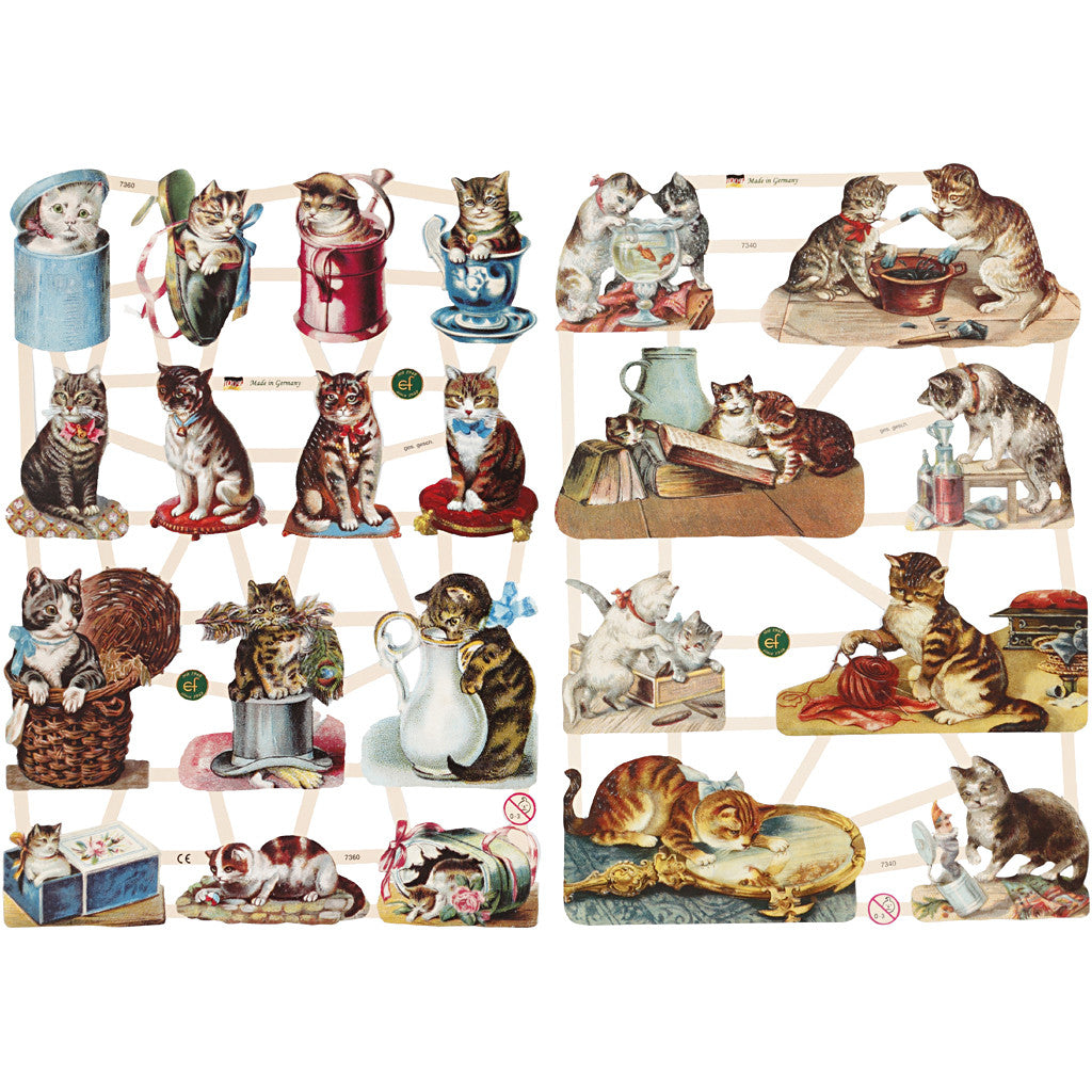 Vintage Die-Cuts, cats, sheet 16,5x23,5 cm, 2 sheet/ 1 pack [HOB-19357]