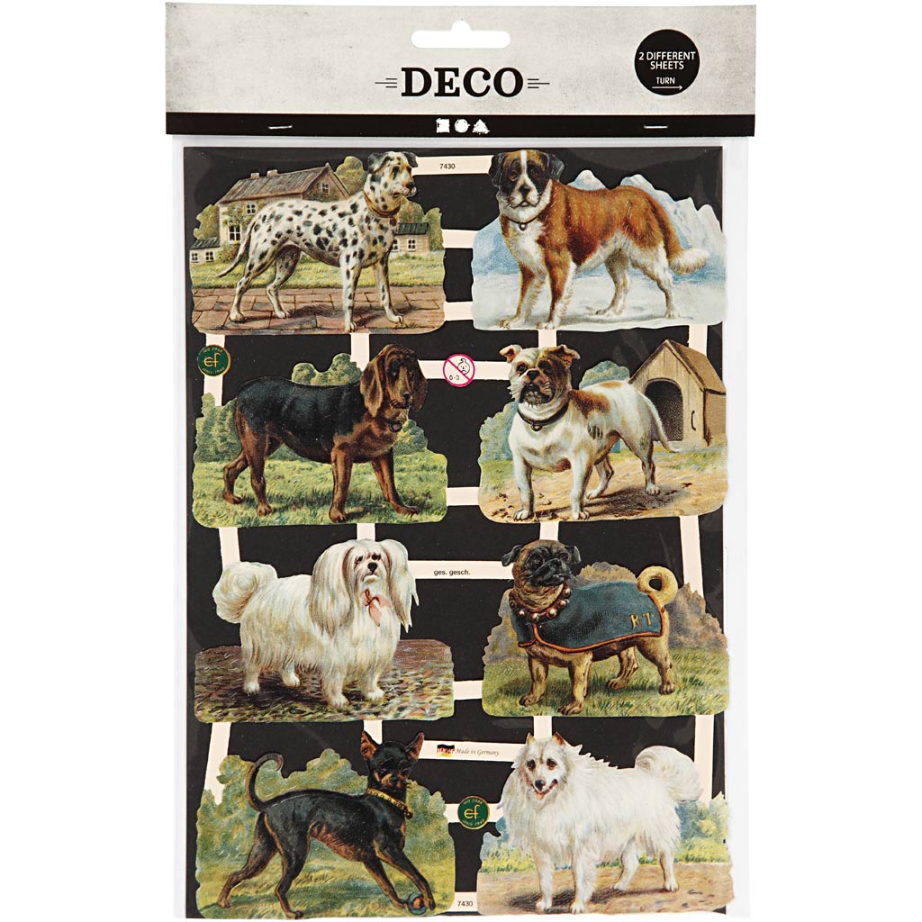 Vintage Die-Cuts, dogs, sheet 16,5x23,5 cm, 2 sheet/ 1 pack [HOB-19358]
