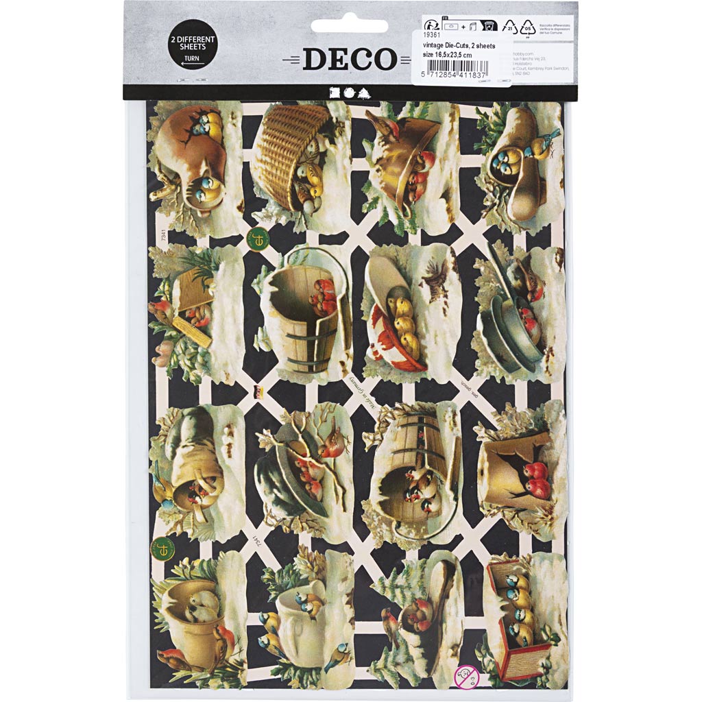 Vintage Die-Cuts, birds, sheet 16,5x23,5 cm, 2 sheet/ 1 pack [HOB-19361]