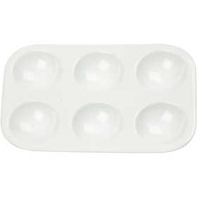Palette , Rectangular palette with 6 wells, size 13x8,5 cm, white, 1 pc [HOB-100288]