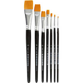 Nylon Brushes, no. 0+2+4+8+12+16+20, L: 16,5-21 cm, W: 1-7 mm, flat, 7 pc/ 1 pack [HOB-10247]