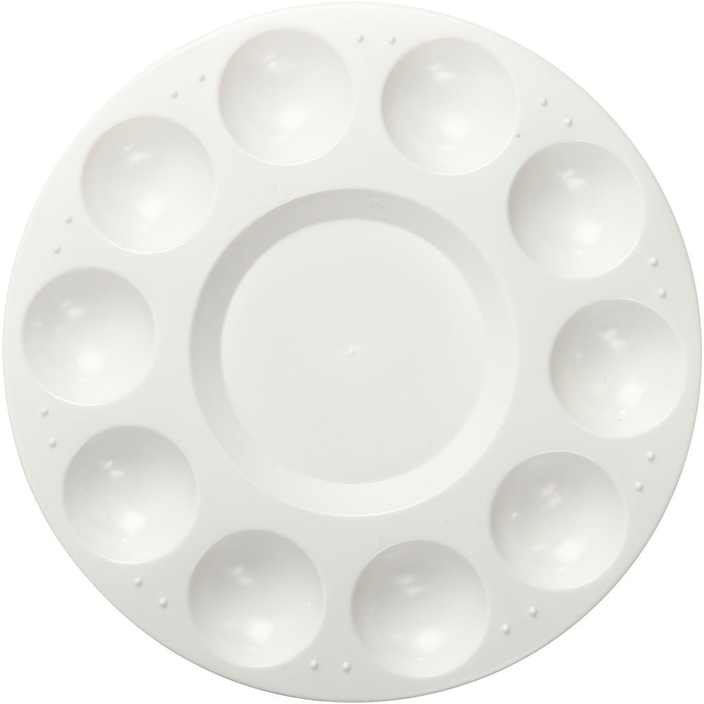 Palette , Round palette with 11 wells, dia. 17 cm, white, 1 pc [HOB-103300]