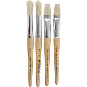 Kids Paint Brushes, no. 15, L: 18,5+19,5 cm, W: 11+17 mm, flat,round, 4 pc/ 1 pack [HOB-10347]
