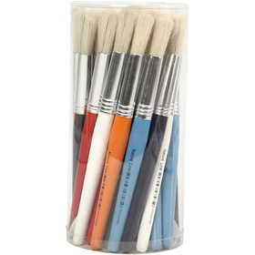 Kids Paint Brushes, L: 19 cm, W: 12 mm, round, 30 pc/ 1 pack [HOB-10350]