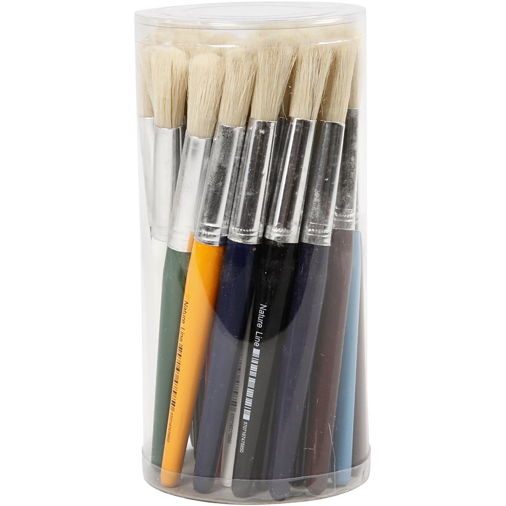 Kids Paint Brushes, L: 19 cm, W: 12 mm, round, 30 pc/ 1 pack [HOB-10350]