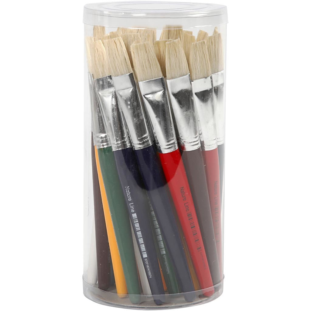 Kids Paint Brushes, L: 19 cm, W: 15 mm, flat, 30 pc/ 1 pack [HOB-10351]