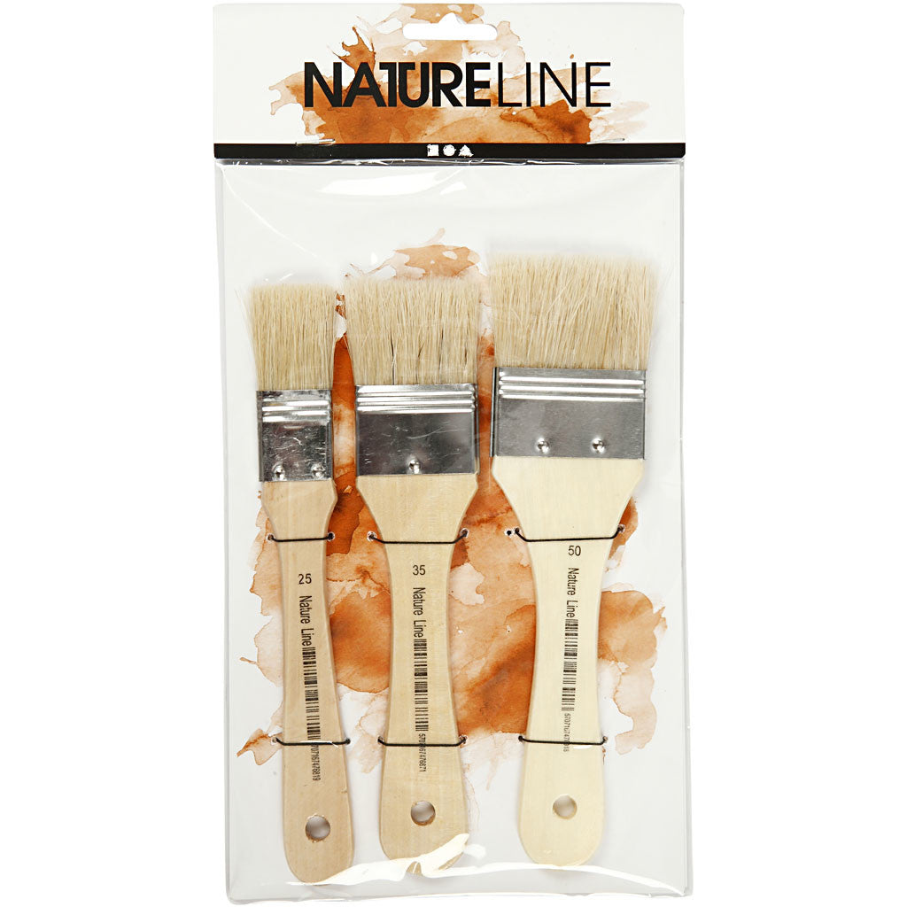 Varnish Brushes, L: 19 cm, W: 25-50 mm, flat, 3 pc/ 1 pack [HOB-10433]