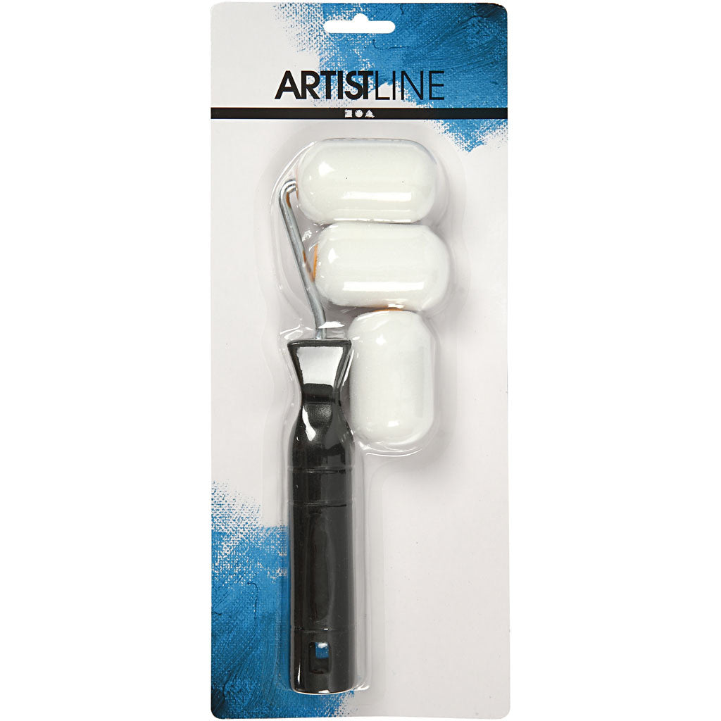 Paint Rollers with handle, W: 6 cm, 1 set [HOB-10474]