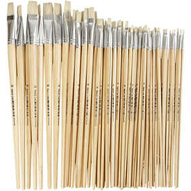 Nature Line Brushes, no. 1+2+4+8+14+20, L: 27,5-33 cm, W: 5-19 mm, flat, 64 pc/ 1 pack [HOB-10549]