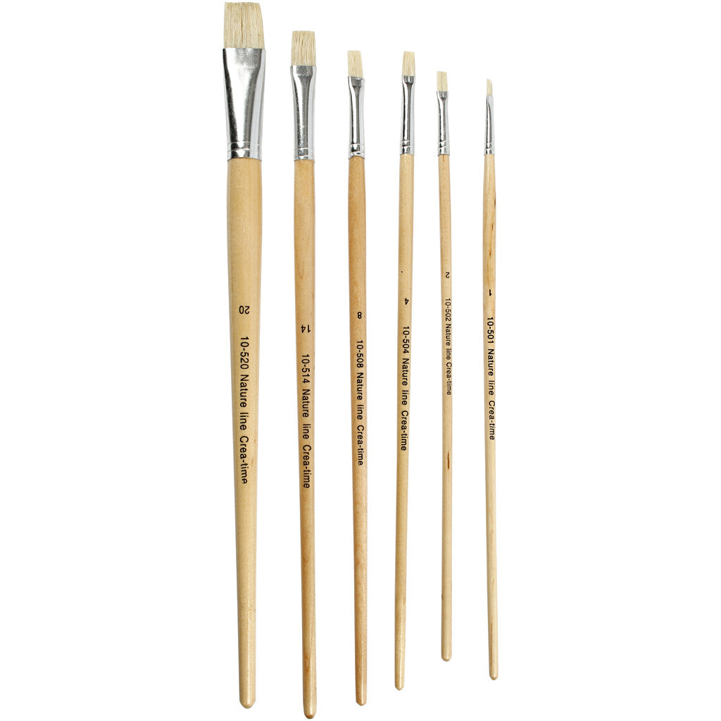 Nature Line Brushes, no. 1+2+4+8+14+20, L: 27,5-33 cm, W: 5-19 mm, flat, 64 pc/ 1 pack [HOB-10549]