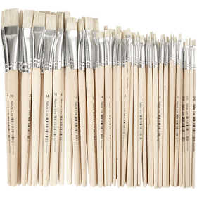 Nature Line Brushes, no. 00+0+1+2+4+12+14+20, L: 18-22 cm, W: 3-20 mm, flat, 68 pc/ 1 pack [HOB-10649]