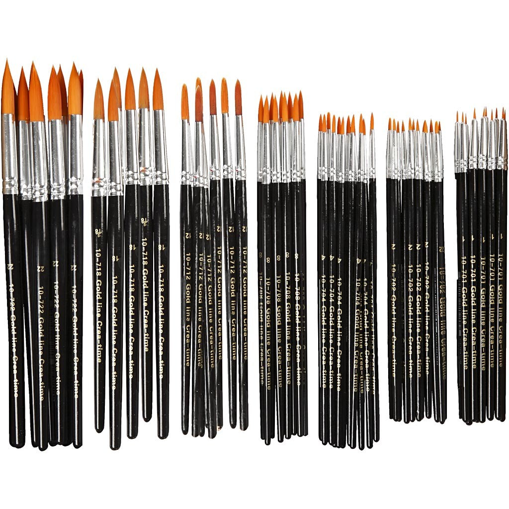 Nylon Brushes, no. 1+2+4+8+12+18+22, L: 17-21 cm, W: 1-7 mm, round, 7x12 pc/ 1 pack [HOB-10748]