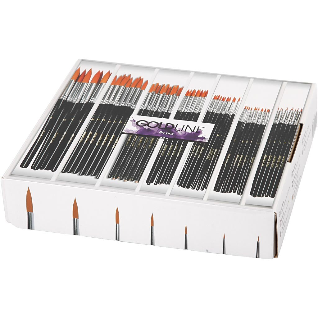 Nylon Brushes, no. 1+2+4+8+12+18+22, L: 17-21 cm, W: 1-7 mm, round, 7x12 pc/ 1 pack [HOB-10748]