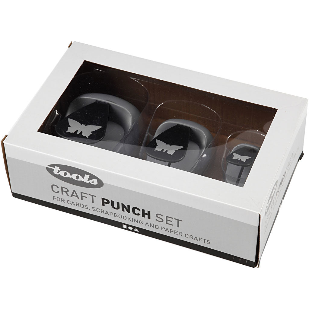 Craft Punch Set, butterfly, size 25+49+75 mm, 3 pc/ 1 pack [HOB-112940]