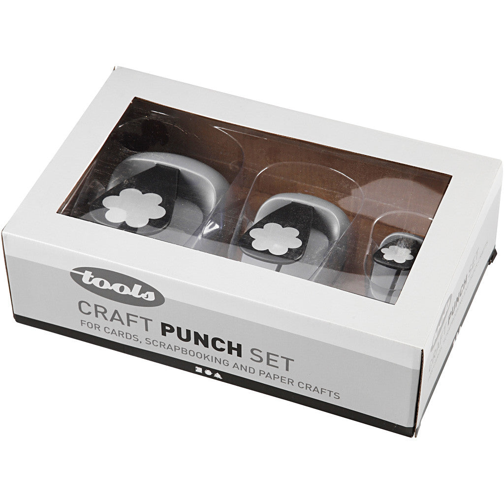 Craft Punch Set, flower, size 25+49+75 mm, 3 pc/ 1 pack [HOB-112950]