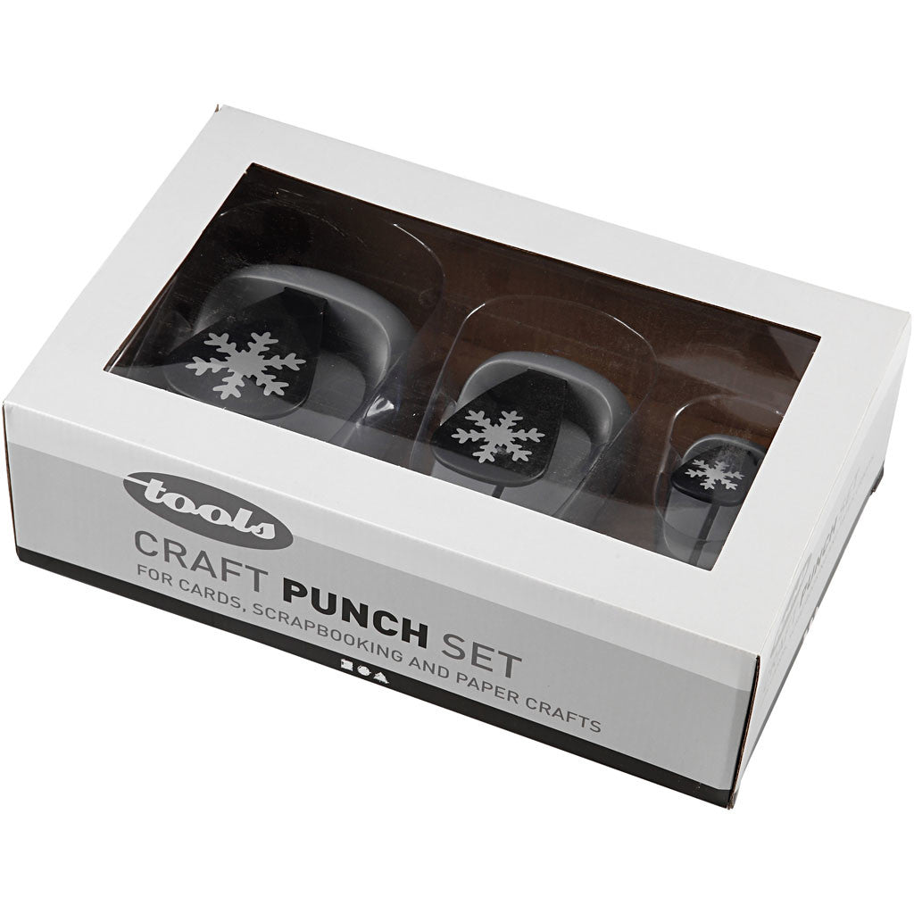 Craft Punch Set, ice crystal, size 25+49+75 mm, 3 pc/ 1 pack [HOB-112960]