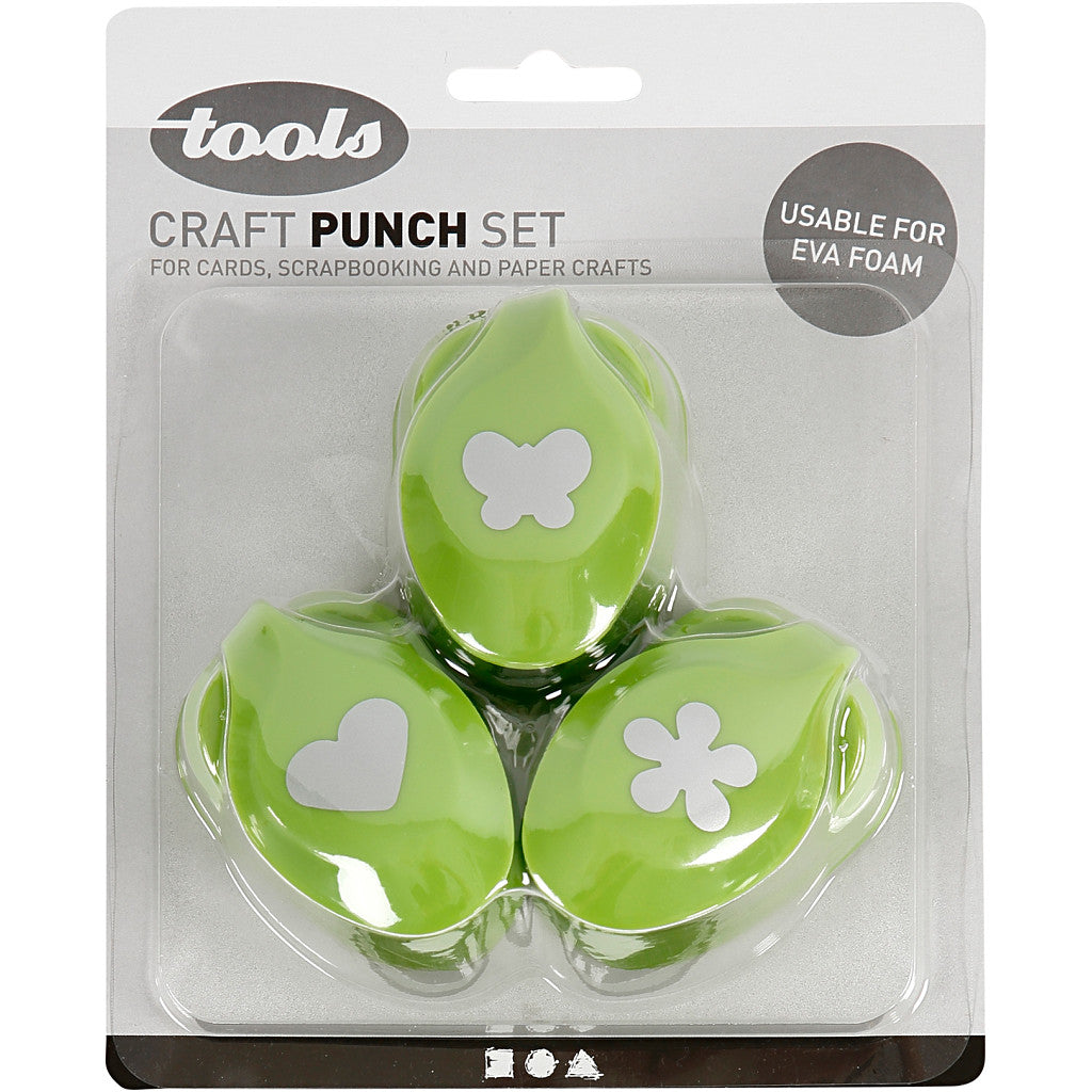 Paper Punches, flower, butterfly, heart, size 25 mm, 3 pc/ 1 pack [HOB-11302]