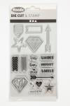 Clear stamps, embossing and cutting dies, words and signs, size 1,5-6 cm, 1 pack [HOB-117481]