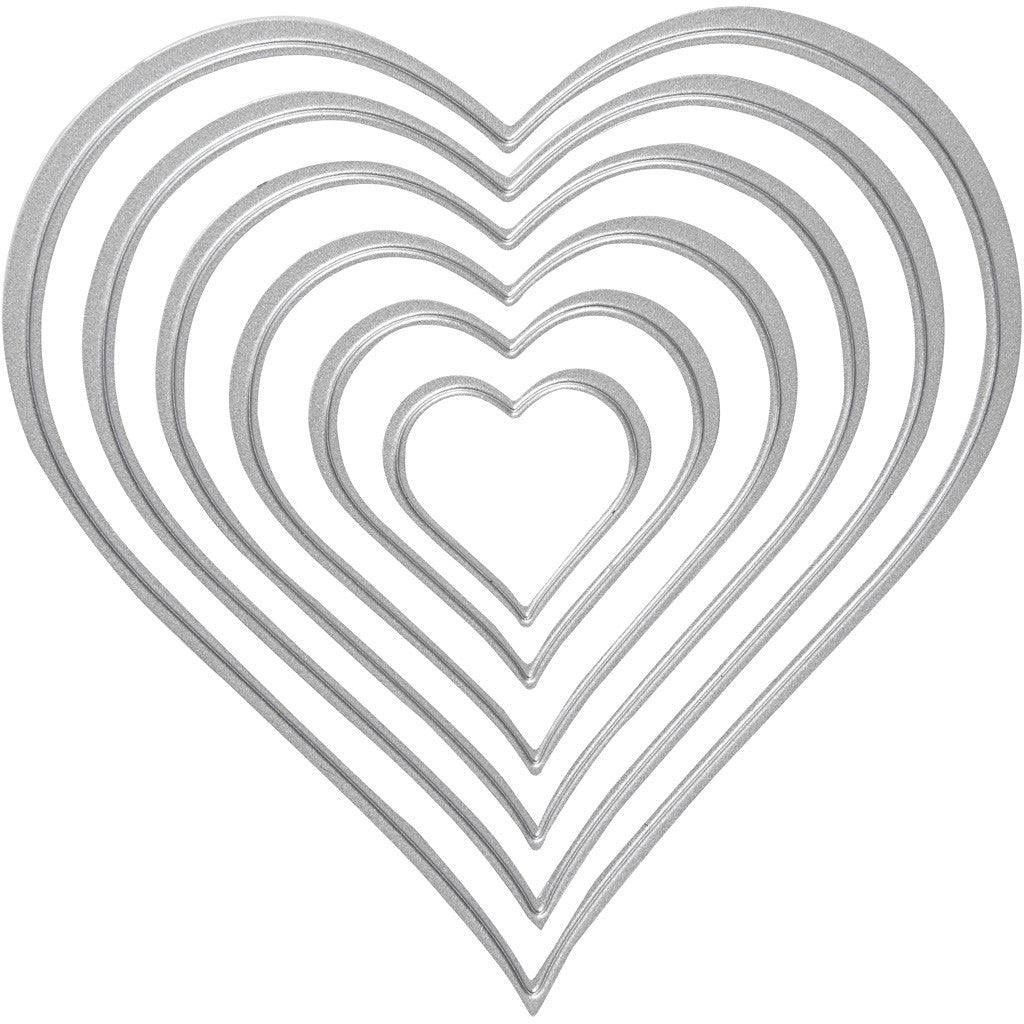 Die Cut and Embossing Folder, heart, size 2,5x3-10x11 cm, 1 pc [HOB-11782]