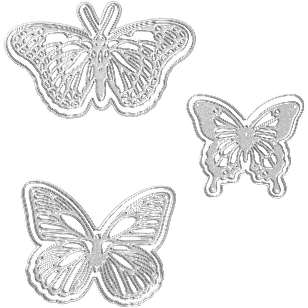 Die Cut and Embossing Folder, butterfly, size 5x4,5+6,5x5+8x4,5 cm, 1 pc [HOB-11785]