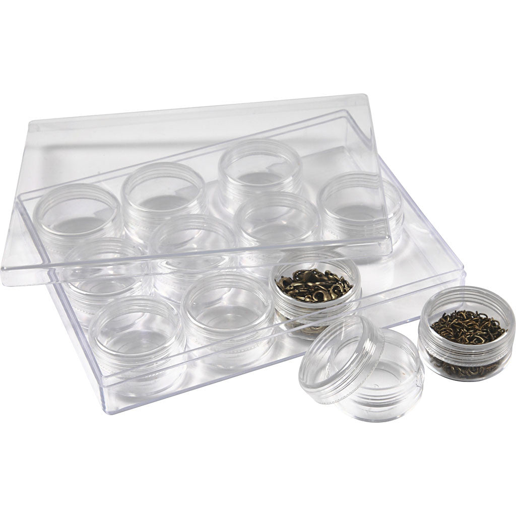 Storage Containers, H: 20 mm, dia. 35 mm, 10 ml, 12 pc/ 1 set [HOB-13187]