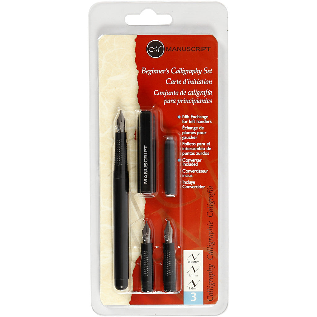 Beginners Calligraphy Set, W: 0,85-1,6 mm, black, 1 set [HOB-14195]