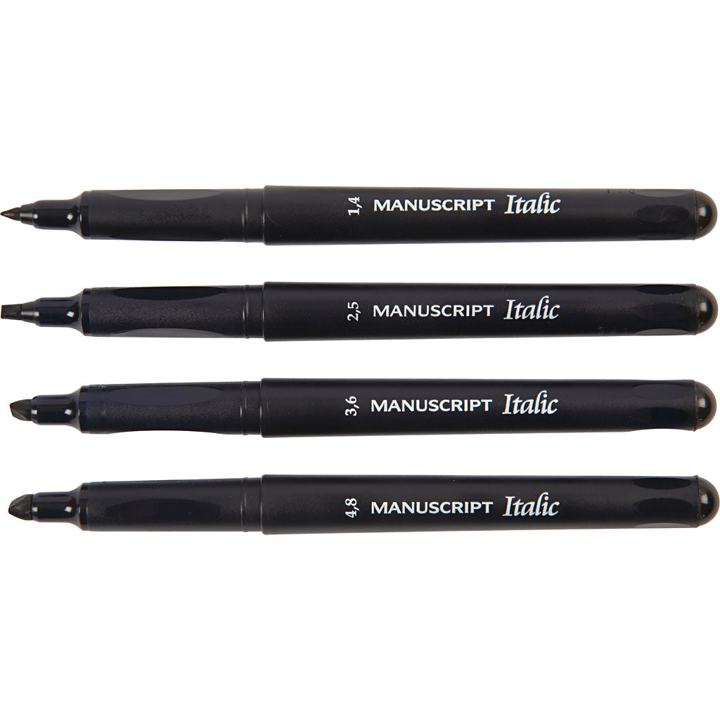 Calligraphy Marker, line 1,4+2,5+3,6+4,8 mm, black, 4 pc/ 1 pack [HOB-14197]