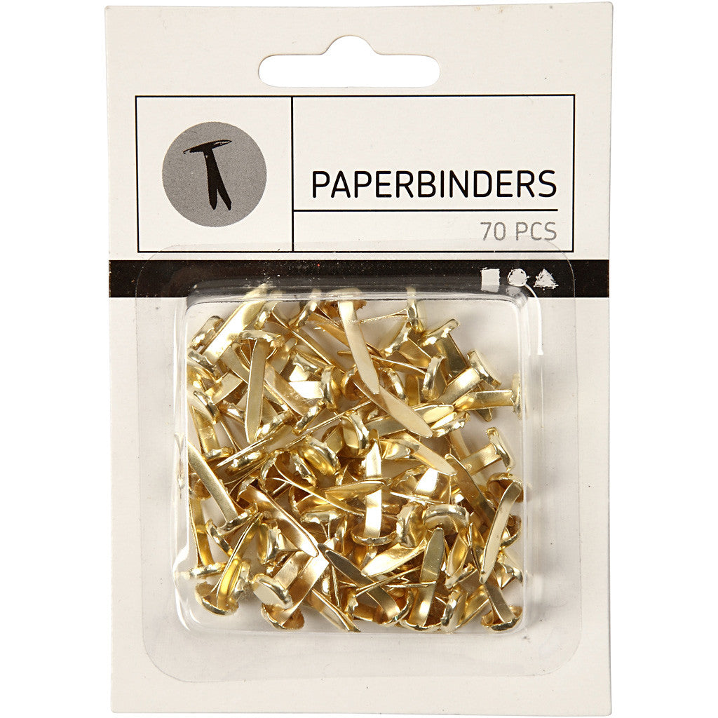Paper Binders, L: 20 mm, gold, 70 pc/ 1 pack [HOB-14207]