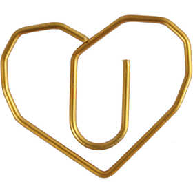 Metal Paperclips, heart, size 30x20 mm, gold, 6 pc/ 1 pack [HOB-14210]