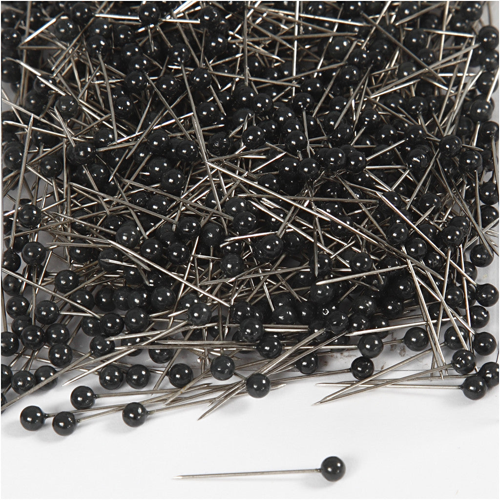 Map Pins, L: 25 mm, dia. 4 mm, black, 1000 pc/ 1 pack [HOB-14251]