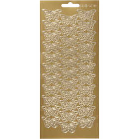Stickers, butterflies, sheet 10x23 cm, gold, 1 sheet [HOB-170010]