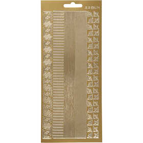 Stickers, borders, sheet 10x23 cm, gold, 1 sheet [HOB-170023]