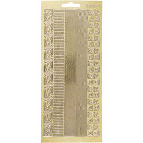 Stickers, borders, sheet 10x23 cm, gold, 1 sheet [HOB-170024]