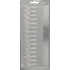 Stickers, borders, sheet 10x23 cm, silver, 1 sheet [HOB-170029]