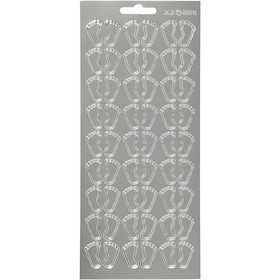 Stickers, feets, sheet 10x23 cm, silver, 1 sheet [HOB-170094]