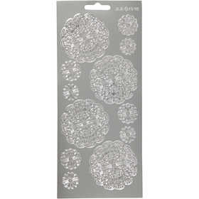Stickers, flowers, sheet 10x23 cm, silver, 1 sheet [HOB-170096]