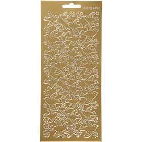 Stickers, doves, sheet 10x23 cm, gold, 1 sheet [HOB-170099]