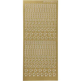Stickers, stars, sheet 10x23 cm, gold, 1 sheet [HOB-170111]
